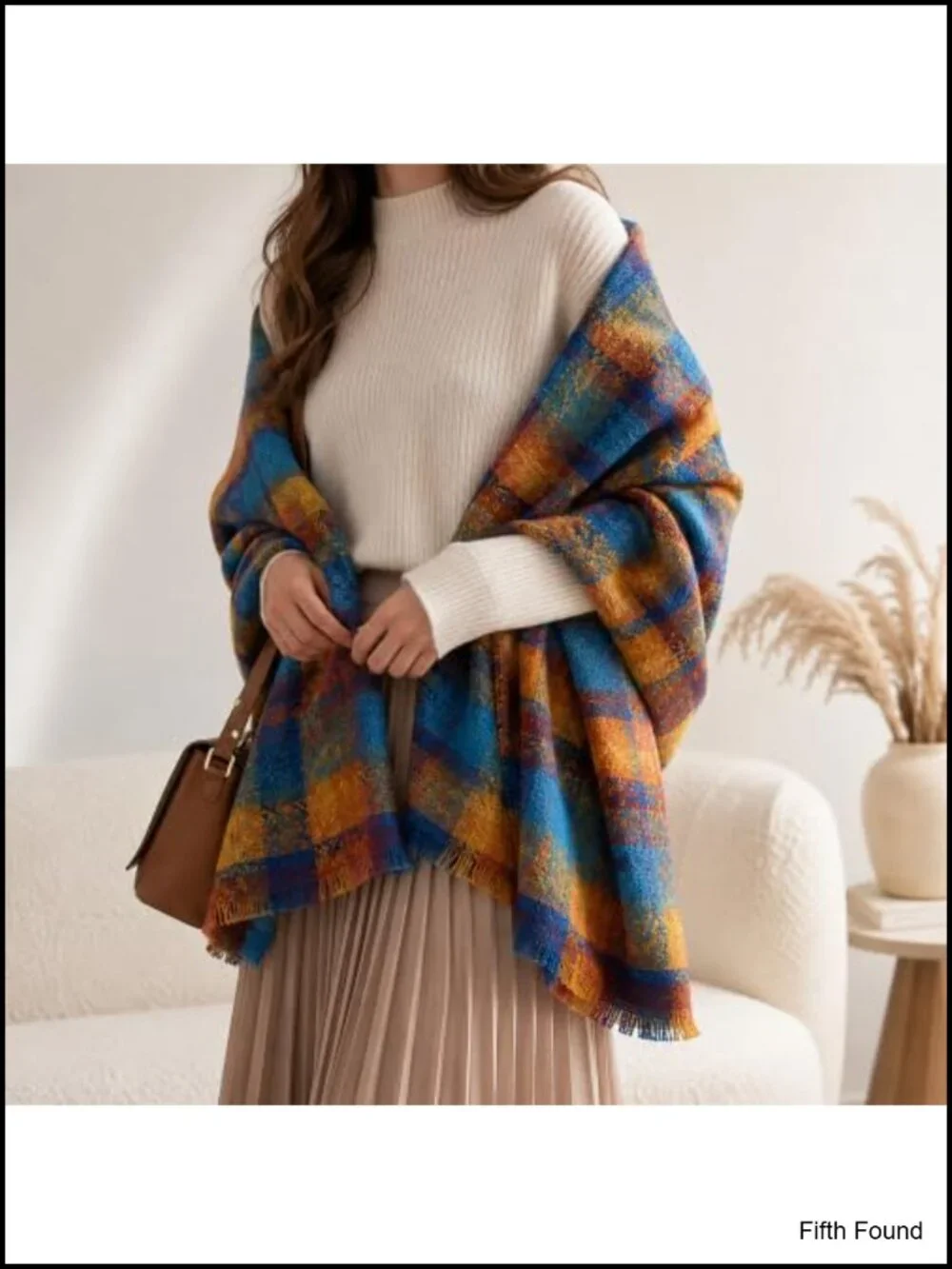 Oversized Tartan Plaid Scarf Shawl Wrap Blanket Polyester Fall Winter